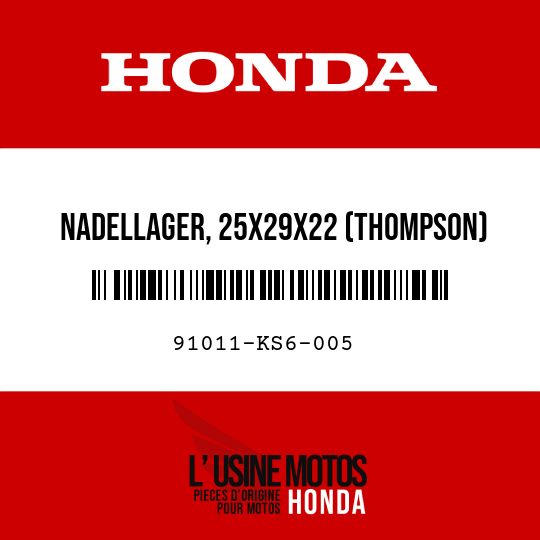 image de 91011-KS6-005 NADELLAGER, 25X29X22 (THOMPSON)