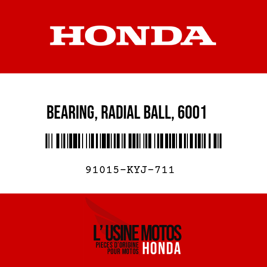 image de 91015-KYJ-711 BEARING, RADIAL BALL, 6001