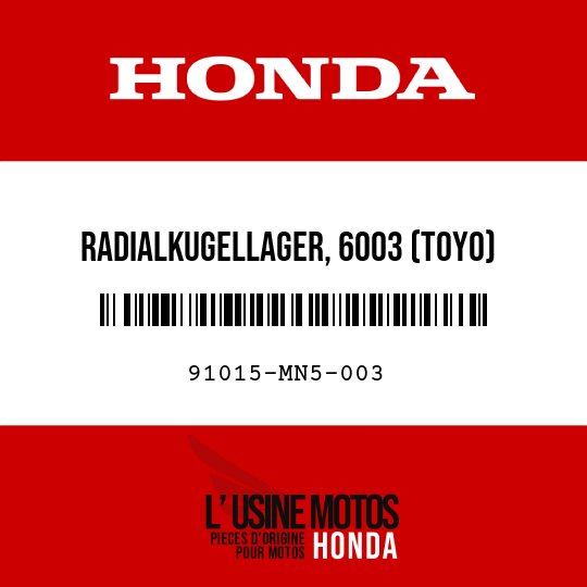 image de 91015-MN5-003 RADIALKUGELLAGER, 6003 (TOYO)
