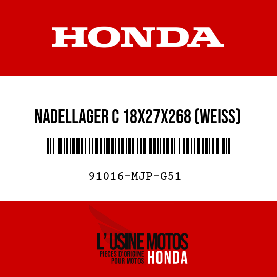 image de 91016-MJP-G51 NADELLAGER C 18X27X268 (WEISS)