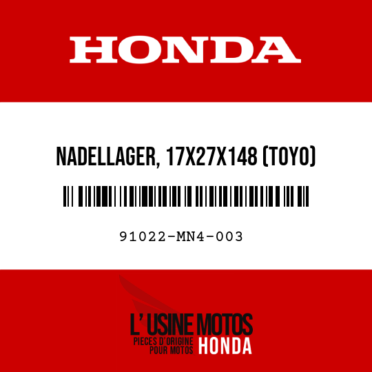 image de 91022-MN4-003 NADELLAGER, 17X27X148 (TOYO)