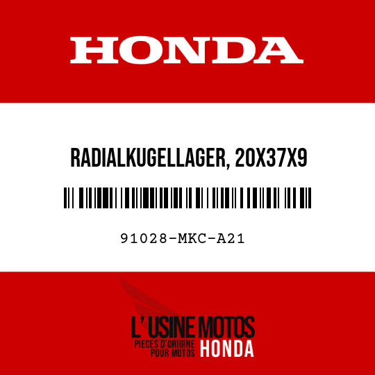 image de 91028-MKC-A21 RADIALKUGELLAGER, 20X37X9