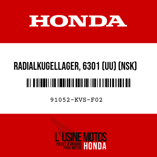 image de 91052-KVS-F02 RADIALKUGELLAGER, 6301 (UU) (NSK)