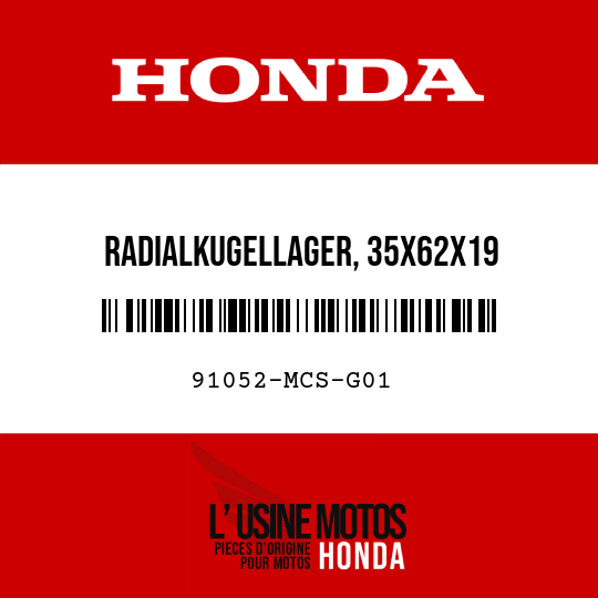 image de 91052-MCS-G01 RADIALKUGELLAGER, 35X62X19