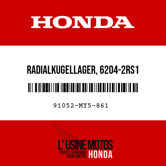 image de 91052-MY5-861 RADIALKUGELLAGER, 6204-2RS1
