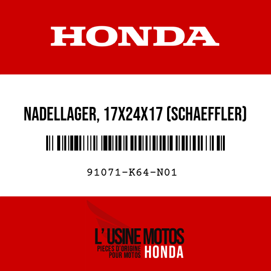 image de 91071-K64-N01 NADELLAGER, 17X24X17 (SCHAEFFLER)