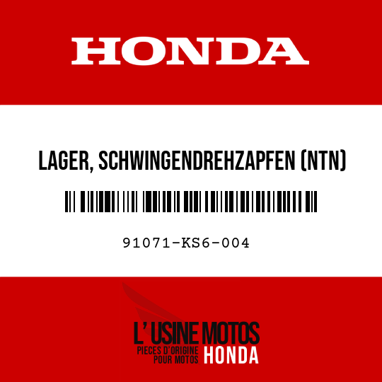image de 91071-KS6-004 LAGER, SCHWINGENDREHZAPFEN (NTN)
