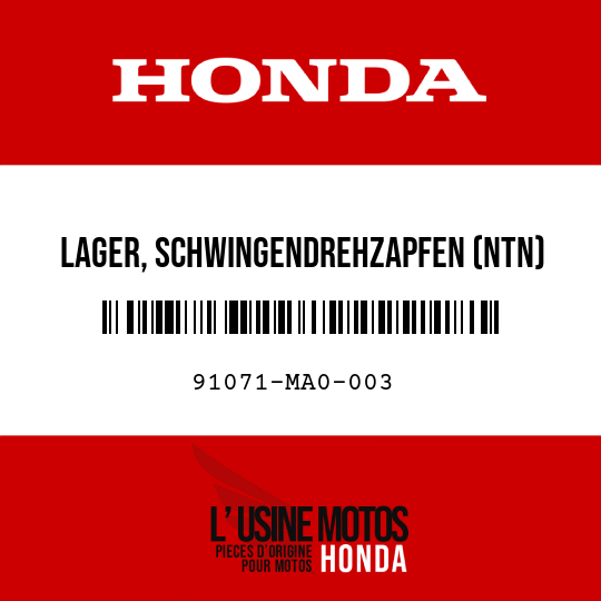 image de 91071-MA0-003 LAGER, SCHWINGENDREHZAPFEN (NTN)