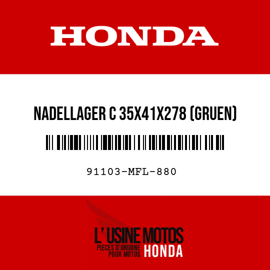 image de 91103-MFL-880 NADELLAGER C 35X41X278 (GRUEN)