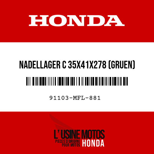 image de 91103-MFL-881 NADELLAGER C 35X41X278 (GRUEN)