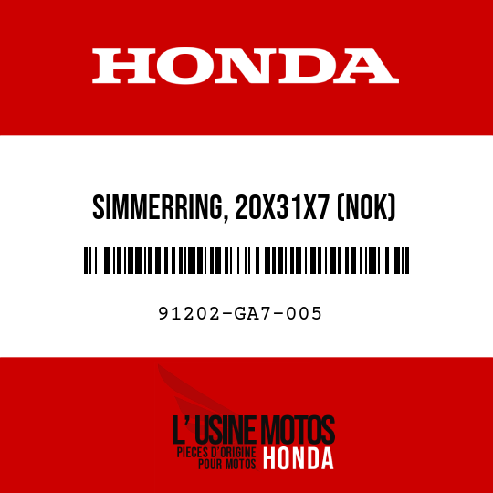 image de 91202-GA7-005 SIMMERRING, 20X31X7 (NOK)