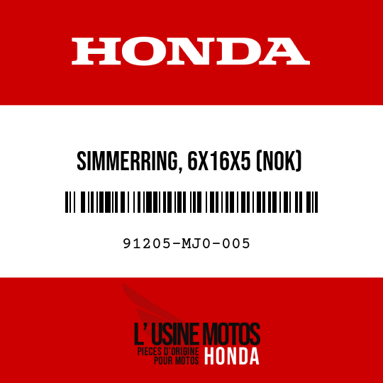 image de 91205-MJ0-005 SIMMERRING, 6X16X5 (NOK)