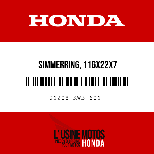 image de 91208-KWB-601 SIMMERRING, 116X22X7
