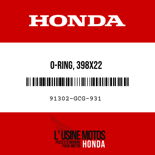 image de 91302-GCG-931 O-RING, 398X22