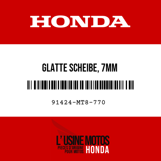 image de 91424-MT8-770 GLATTE SCHEIBE, 7MM