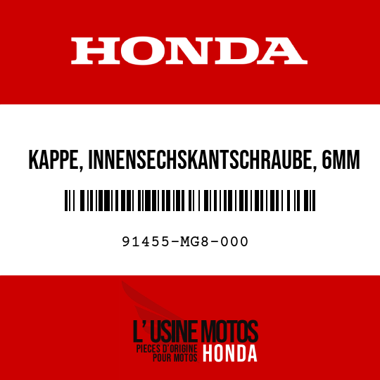 image de 91455-MG8-000 KAPPE, INNENSECHSKANTSCHRAUBE, 6MM