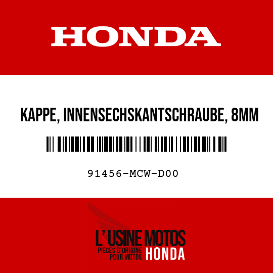 image de 91456-MCW-D00 KAPPE, INNENSECHSKANTSCHRAUBE, 8MM