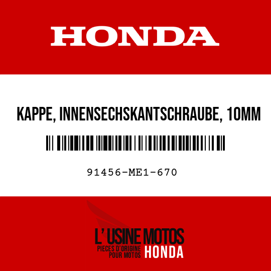 image de 91456-ME1-670 KAPPE, INNENSECHSKANTSCHRAUBE, 10MM
