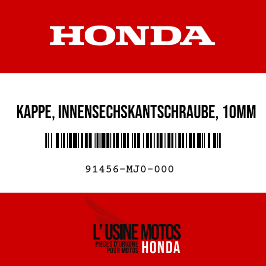 image de 91456-MJ0-000 KAPPE, INNENSECHSKANTSCHRAUBE, 10MM