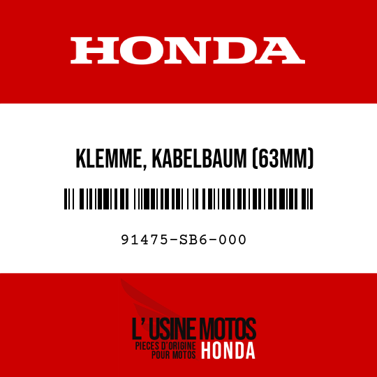 image de 91475-SB6-000 KLEMME, KABELBAUM (63MM)