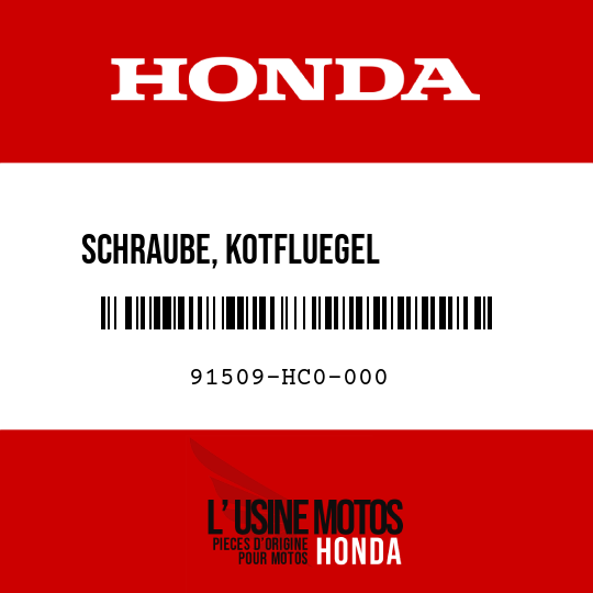 image de 91509-HC0-000 SCHRAUBE, KOTFLUEGEL          BEFESTIGUNG 5X115