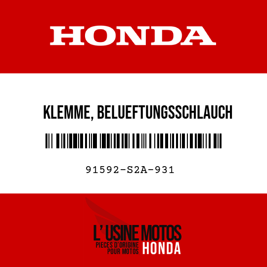 image de 91592-S2A-931 KLEMME, BELUEFTUNGSSCHLAUCH