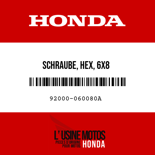 image de 92000-060080A SCHRAUBE, HEX, 6X8