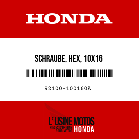 image de 92100-100160A SCHRAUBE, HEX, 10X16