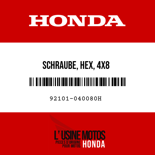 image de 92101-040080H SCHRAUBE, HEX, 4X8