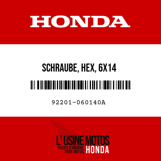 image de 92201-060140A SCHRAUBE, HEX, 6X14