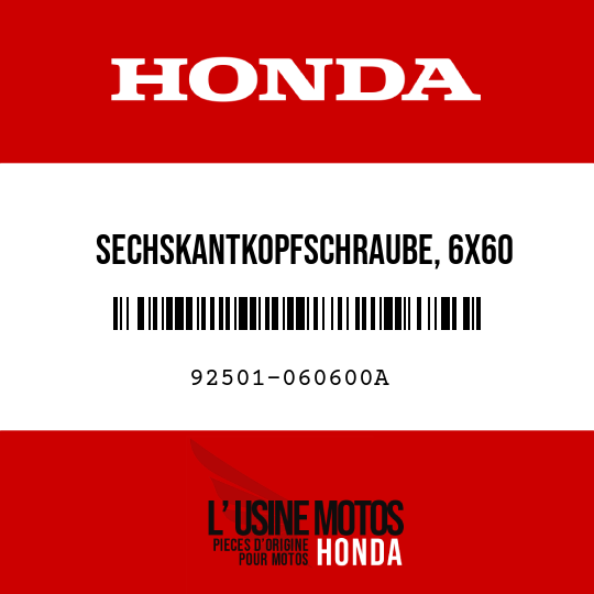 image de 92501-060600A SECHSKANTKOPFSCHRAUBE, 6X60