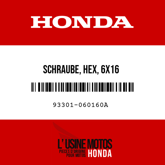 image de 93301-060160A SCHRAUBE, HEX, 6X16