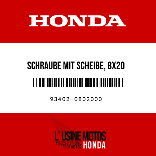 image de 93402-0802000 SCHRAUBE MIT SCHEIBE, 8X20