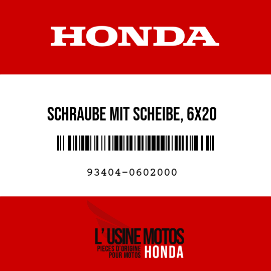 image de 93404-0602000 SCHRAUBE MIT SCHEIBE, 6X20
