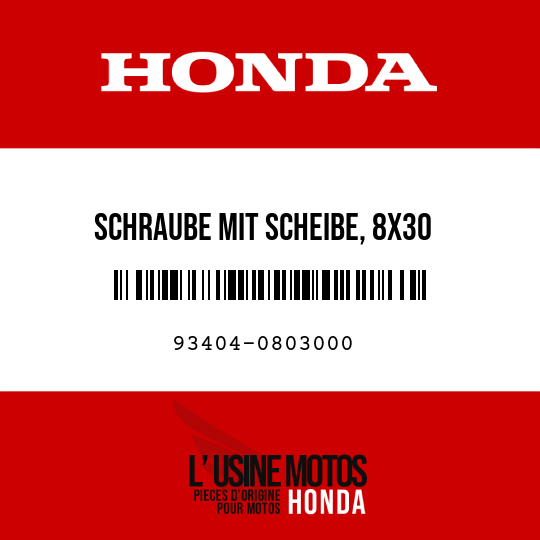 image de 93404-0803000 SCHRAUBE MIT SCHEIBE, 8X30