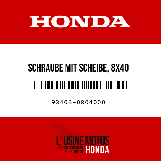 image de 93406-0804000 SCHRAUBE MIT SCHEIBE, 8X40